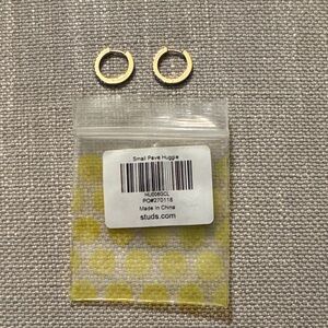 Brand New Studs Small Pave Huggie Earrings in Gold